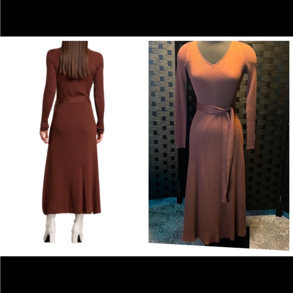 VC—RUAN STU—DIO Dress midi long sleeves in dark brown. EUC.